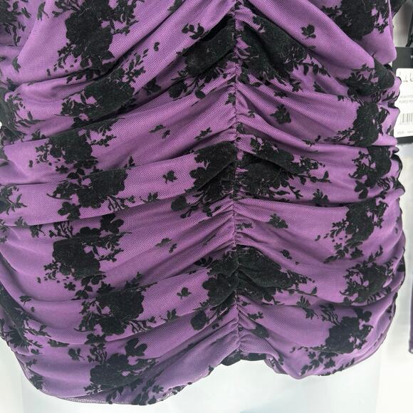 Nicole Miller NWT Amethyst Black Velvet Floral Size L - Picture 4 of 6